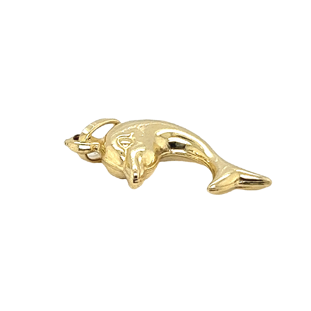 Yellow Gold Natural Diamond Dolphin Pendant