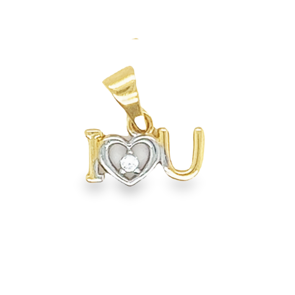 14K Two Tone I Love You Pendant