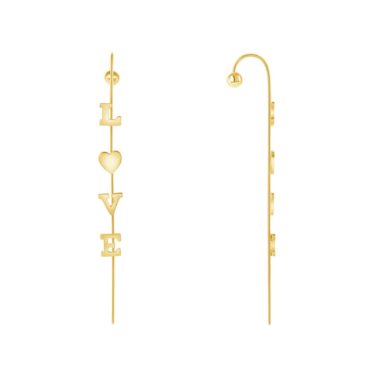 14k Yellow Gold Hook Crawler Earring