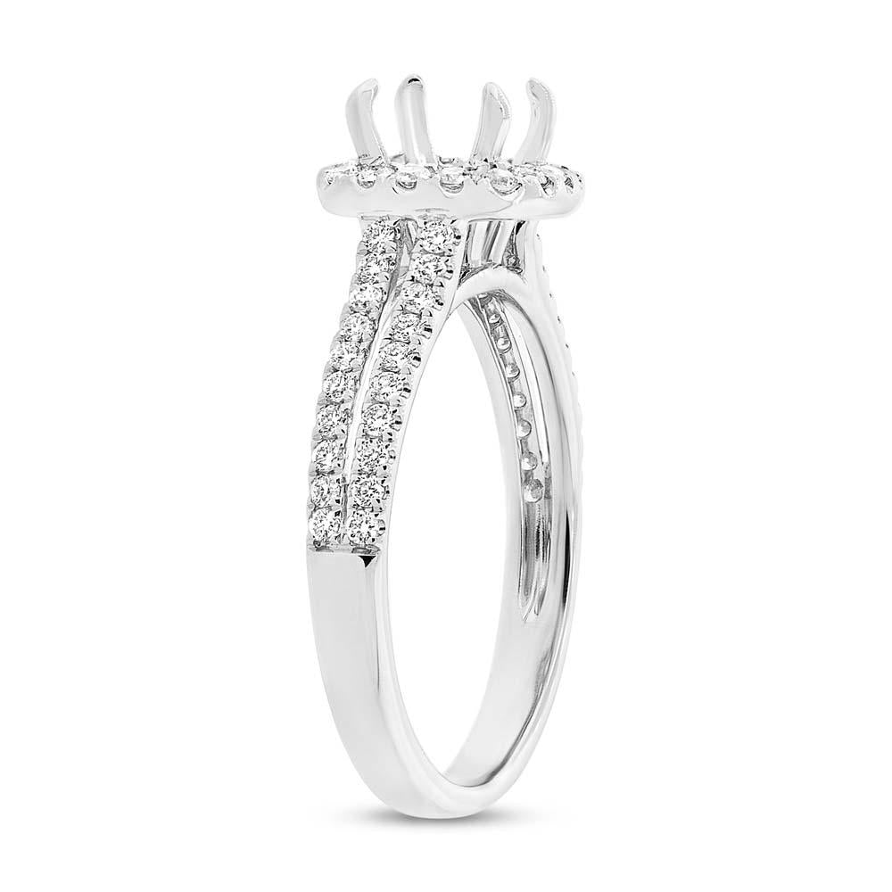 14k White Gold Diamond Semi-mount Ring for 0.75ct Center - 0.47ct