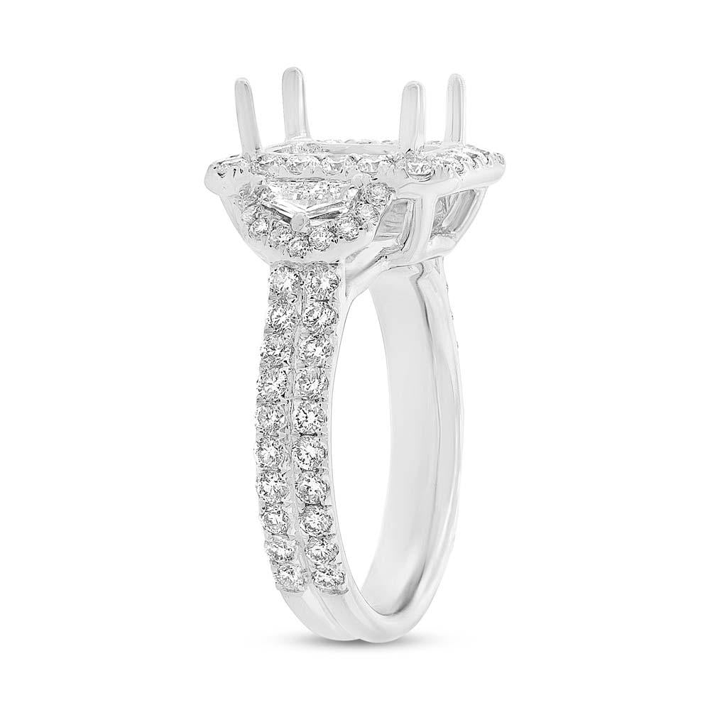 18k White Gold Diamond Semi-mount Ring for 10x8mm Center - 2.10ct