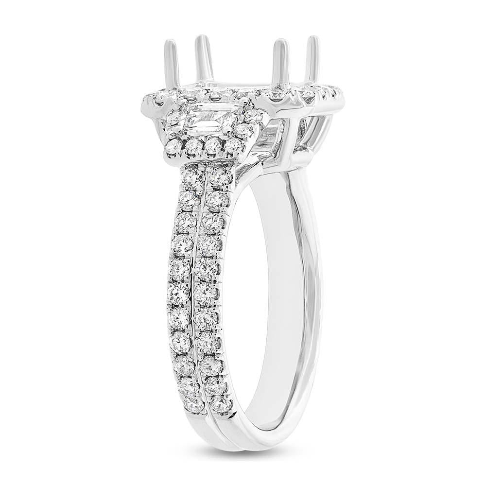 18k White Gold Diamond Semi-mount Ring for 9x7mm Center - 1.65ct