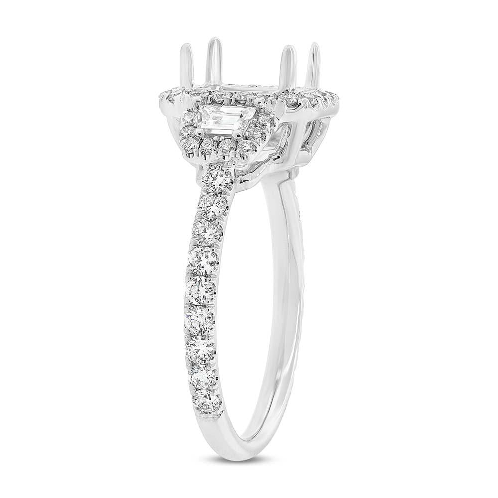18k White Gold Diamond Semi-mount Ring for 8x6mm Center - 1.25ct