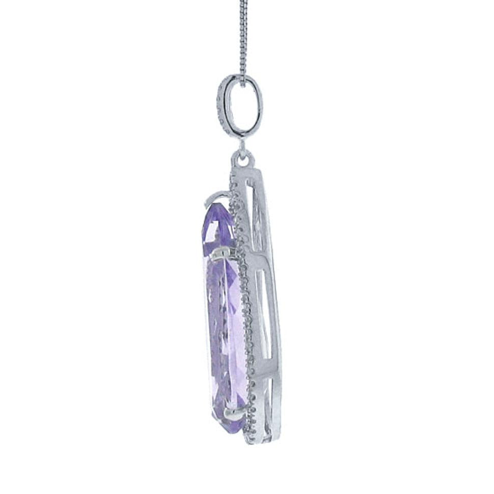 Diamond & 7.38ct Amethyst 14k White Gold Pendant - 0.30ct