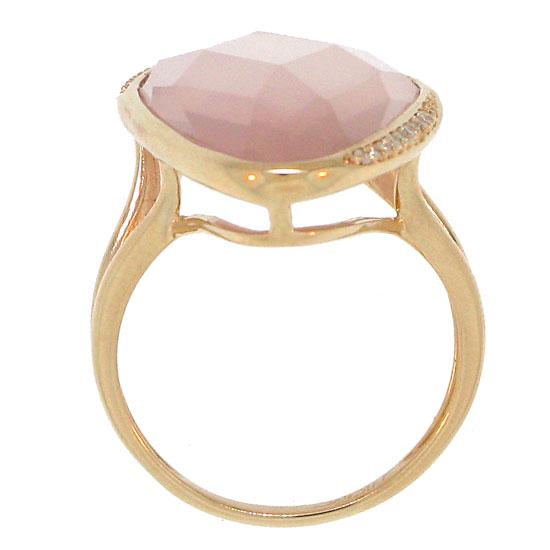 Diamond & 16.08ct Rose Quartz 14k Rose Gold Ring - 0.10ct