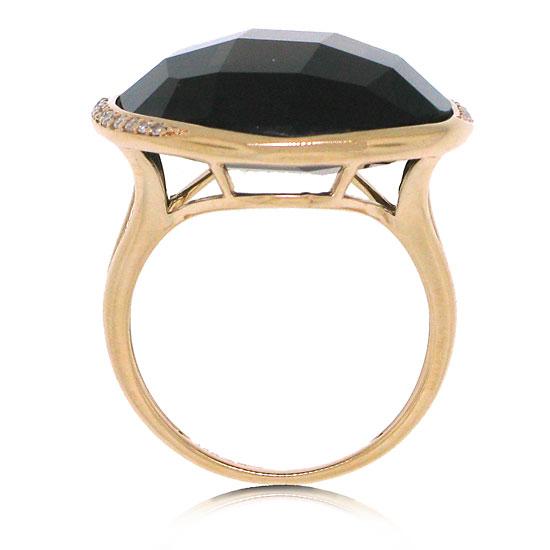 Diamond & 20.59ct Smokey Topaz 14k Rose Gold Ring - 0.11ct