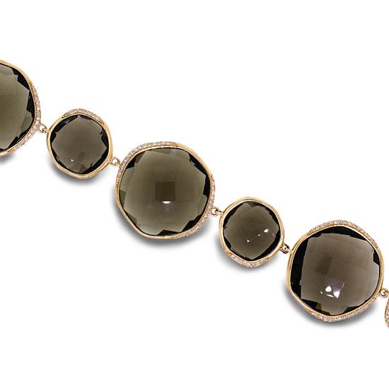 Diamond & 112.67ct Smokey Topaz 14k Rose Gold Bracelet - 0.53ct