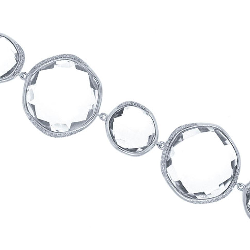 Diamond & 107.75ct White Topaz 14k White Gold Bracelet - 0.53ct