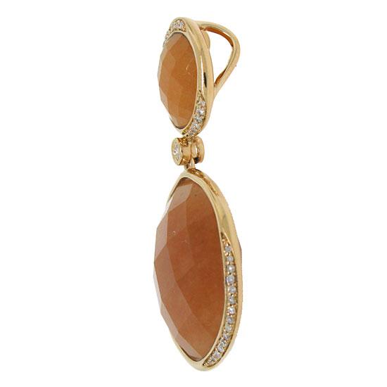 Diamond & 24.01ct Peach Aventurine 14k Rose Gold Pendant - 0.18ct
