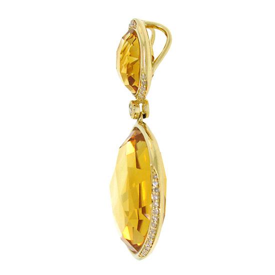Diamond & 27.62ct Citrine 14k Yellow Gold Pendant - 0.18ct