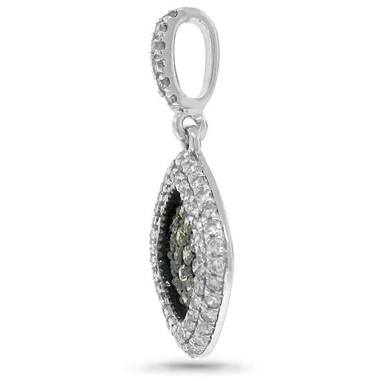 14k White Gold White & Champagne Diamond Pendant - 0.40ct