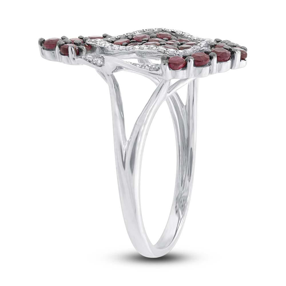 Diamond & 1.04ct Ruby 14k White Gold Ring - 0.16ct