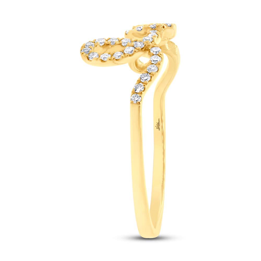 14k Yellow Gold Diamond ''Love'' Ring - 0.28ct