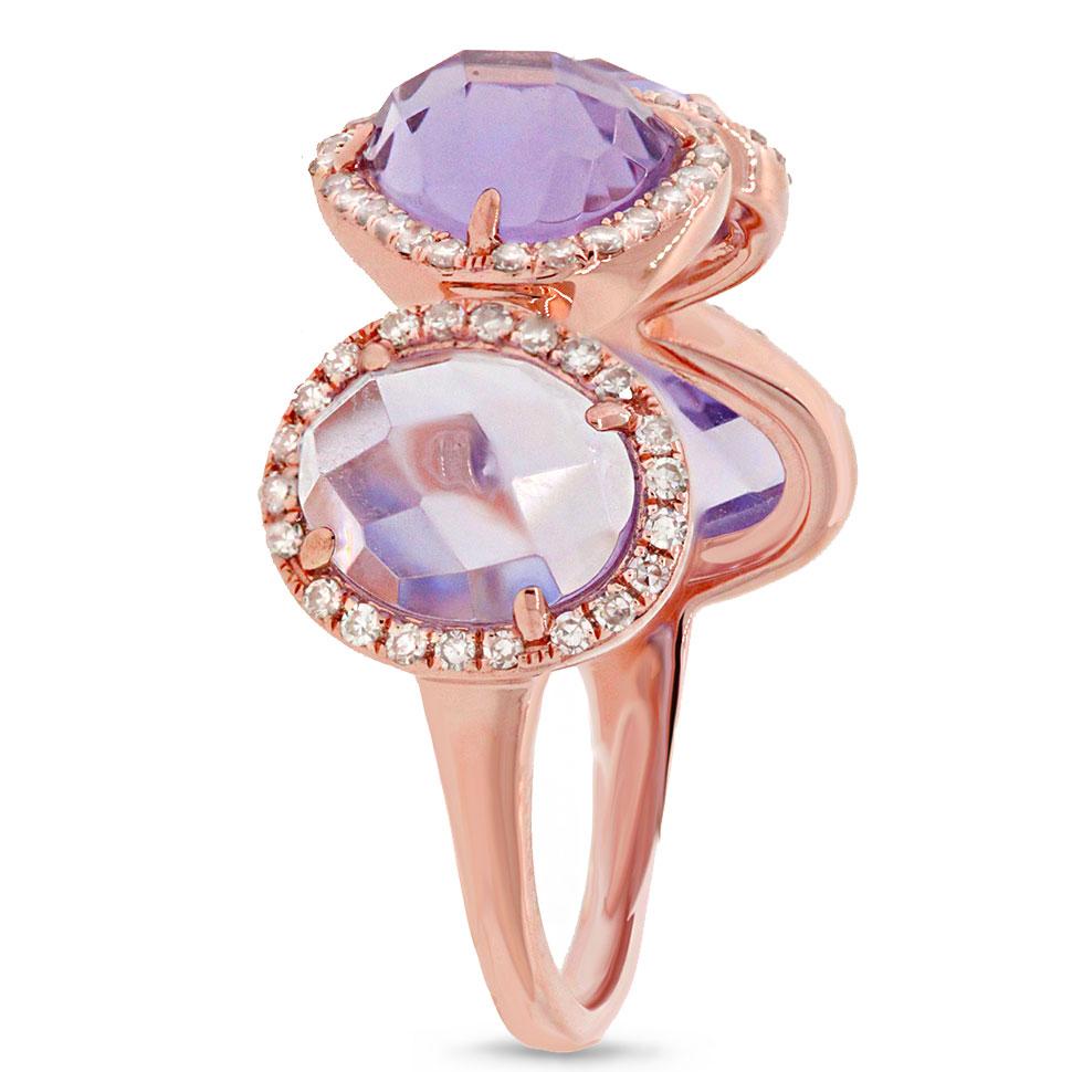 Diamond & 3.47ct Amethyst 14k Rose Gold Ring - 0.27ct
