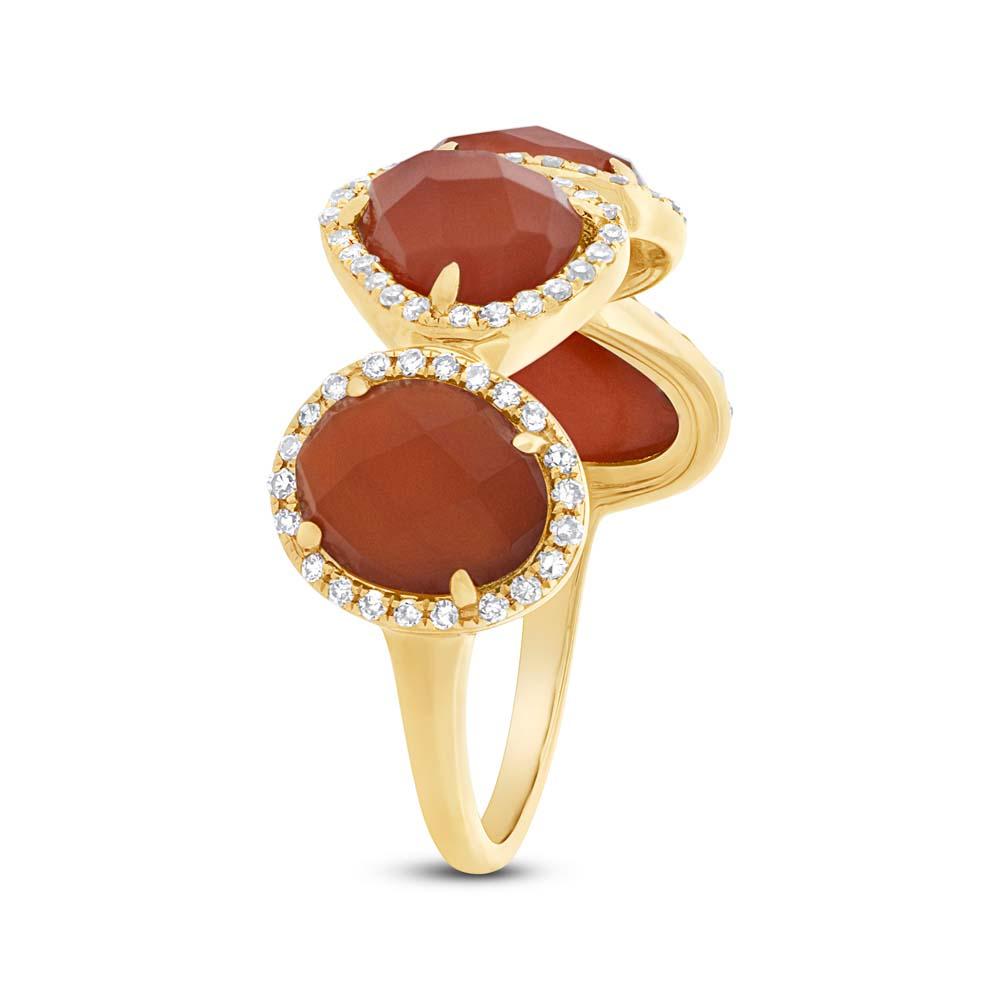 Diamond & 3.70ct Red Agate 14k Yellow Gold Ring - 0.27ct