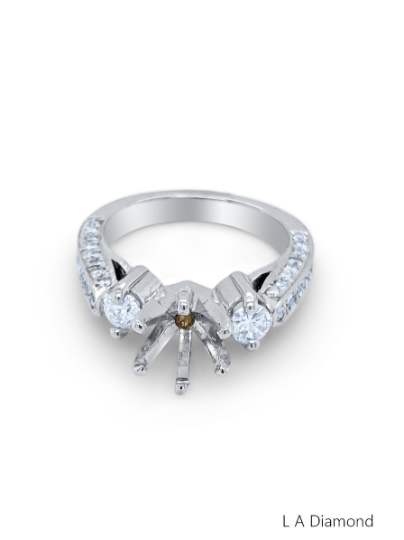 Princess Cut White Gold Diamond Semi Mount Bridal Engagement Ring Made To Order