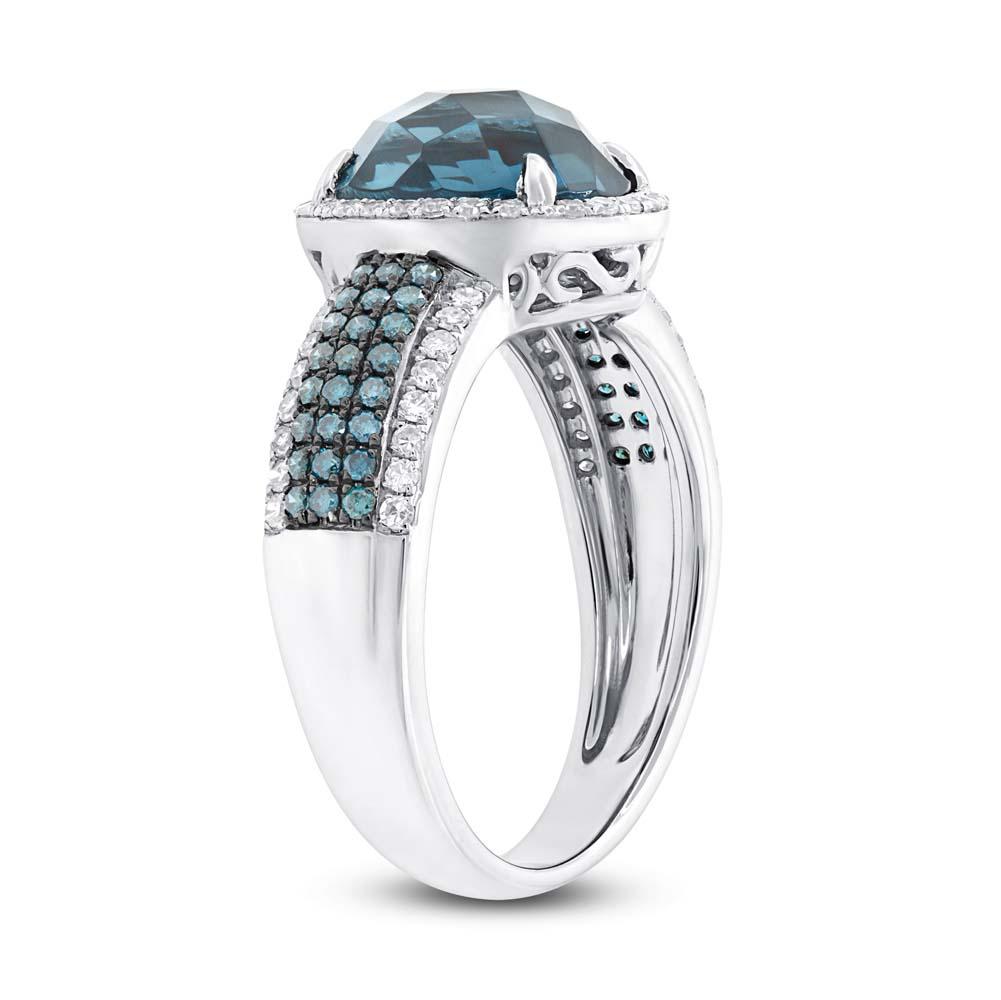 Diamond & 3.54ct London Blue Topaz 14k White Gold Ring - 0.30ct