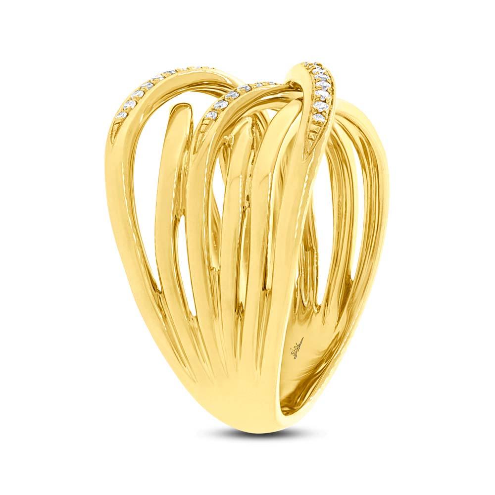 14k Yellow Gold Diamond Bridge Ring - 0.19ct