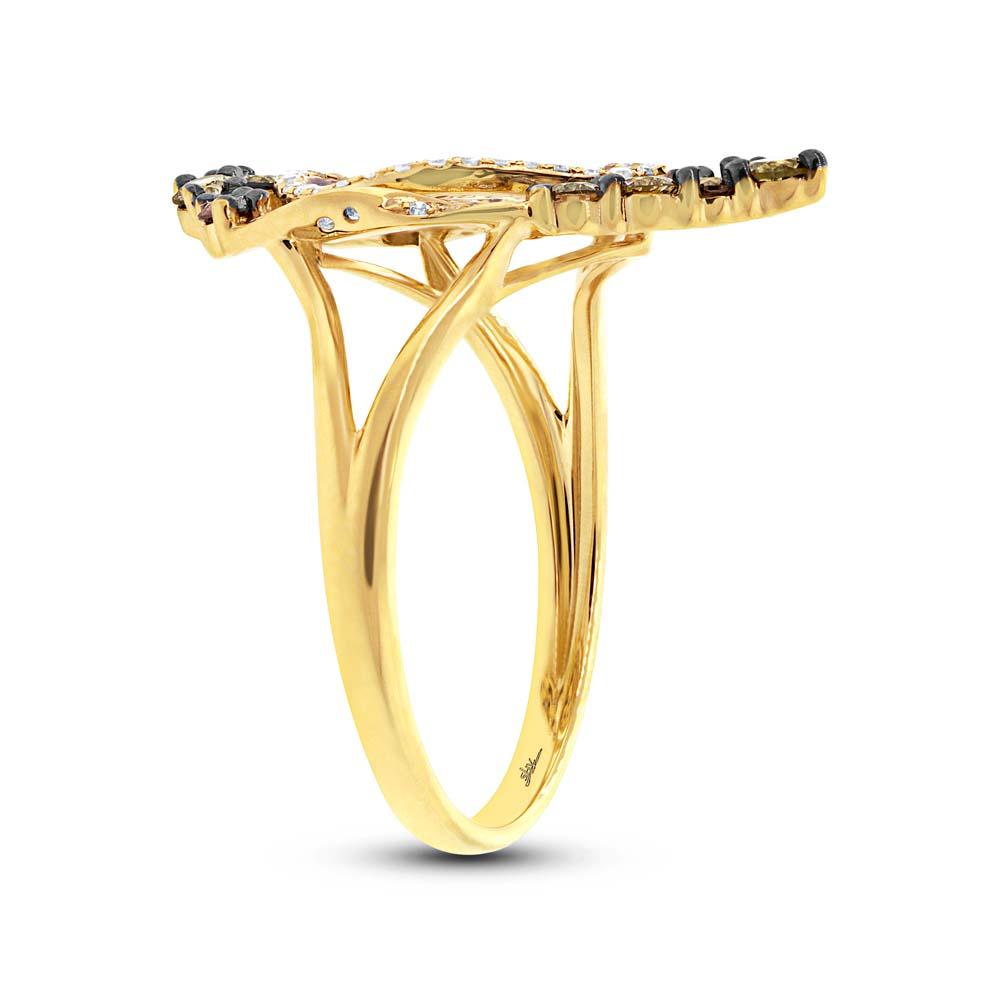 14k Yellow Gold White & Champagne Diamond Ring - 0.93ct