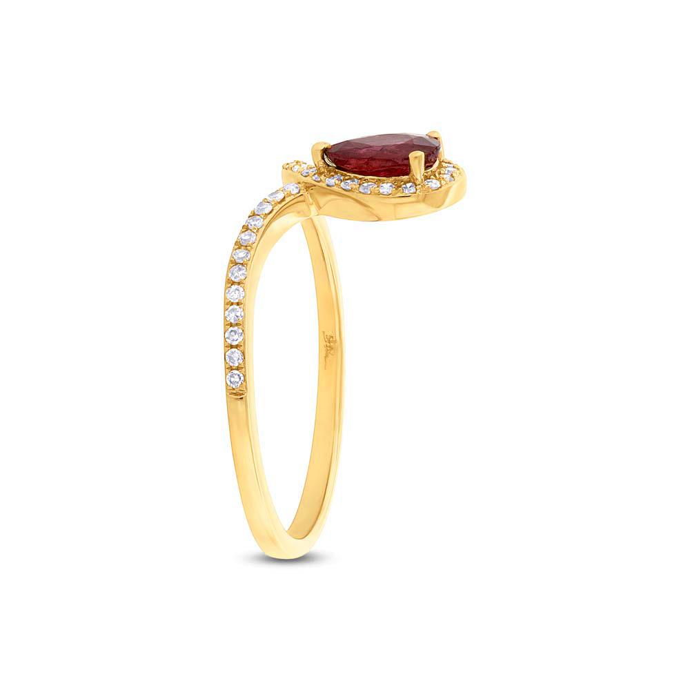 Diamond & 0.44ct Ruby 14k Yellow Gold Ring - 0.16ct