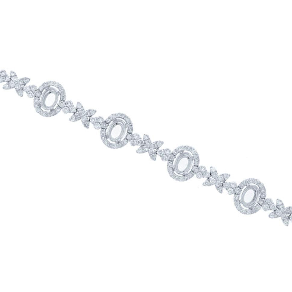 18k White Gold Diamond Semi-mount Bracelet - 5.34ct