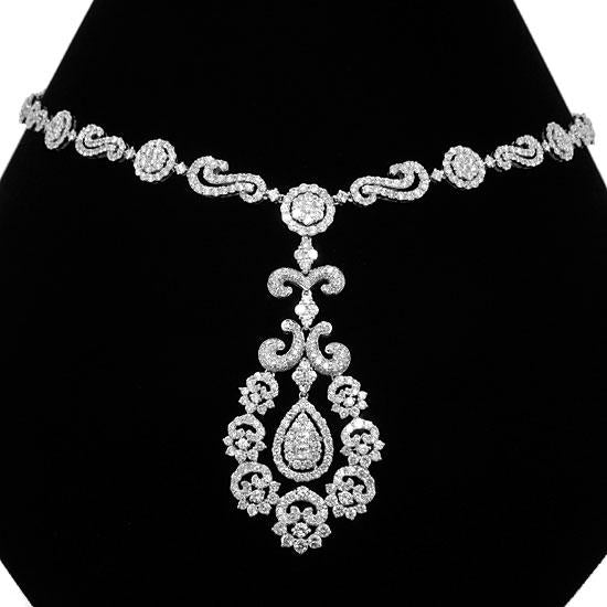 18k White Gold Diamond Necklace - 14.29ct V0088