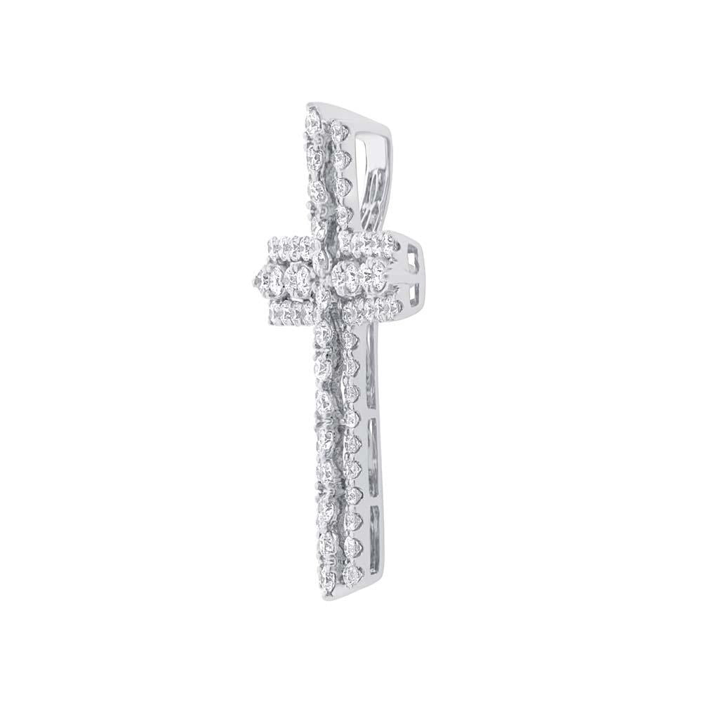 18k White Gold Diamond Cross Pendant - 1.43ct