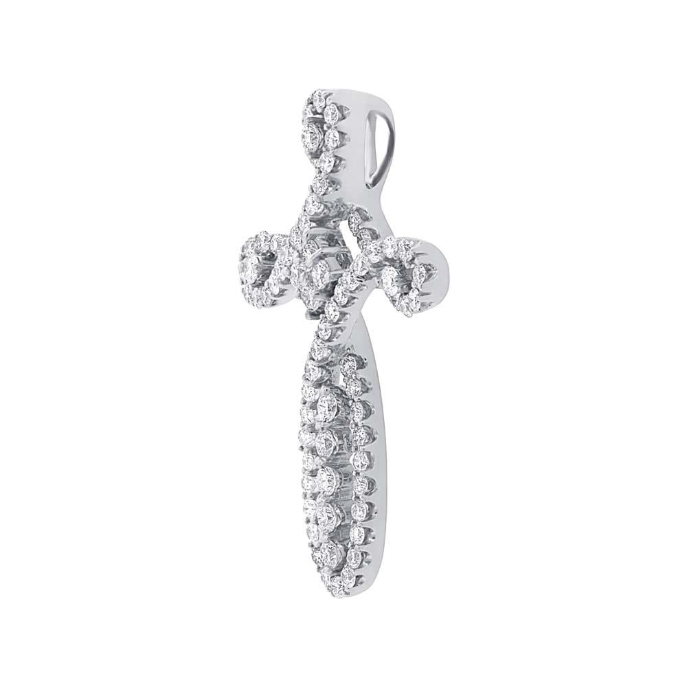 18k White Gold Diamond Cross Pendant - 0.99ct