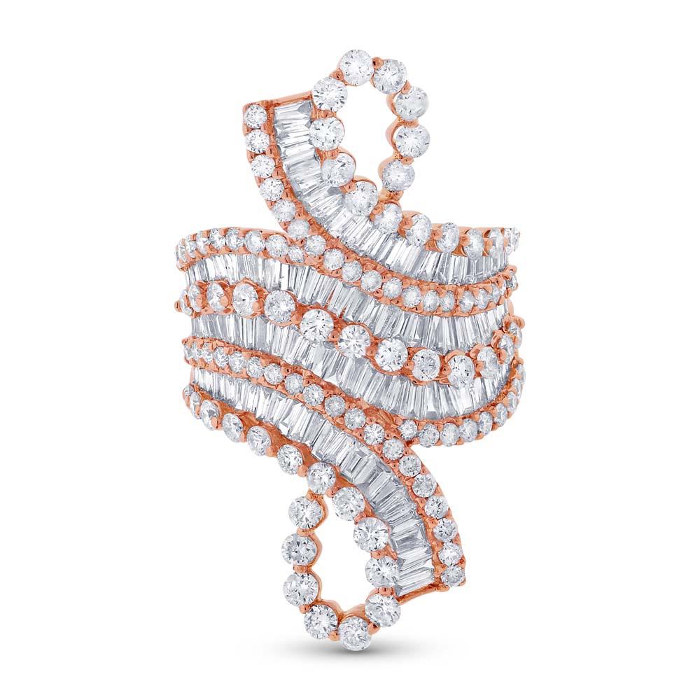 18k Rose Gold Diamond Baguette Lady's Ring - 1.24ct