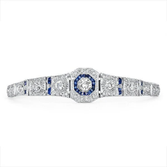 14K White Gold White Gold Sapphire with Natural Diamond For Women