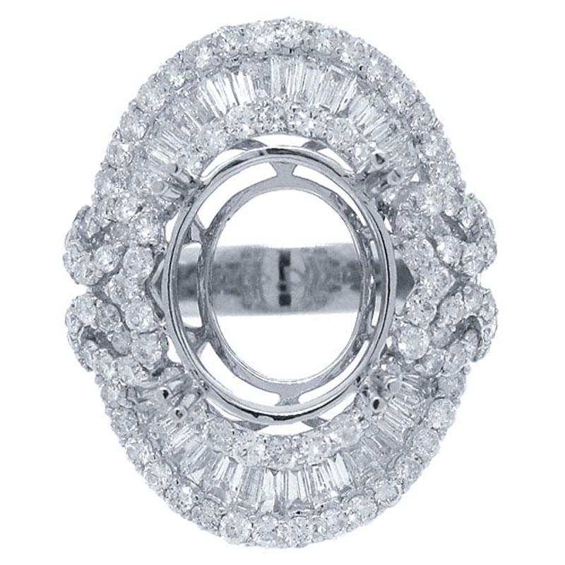 18k White Gold Diamond Semi-mount Ring - 3.18ct