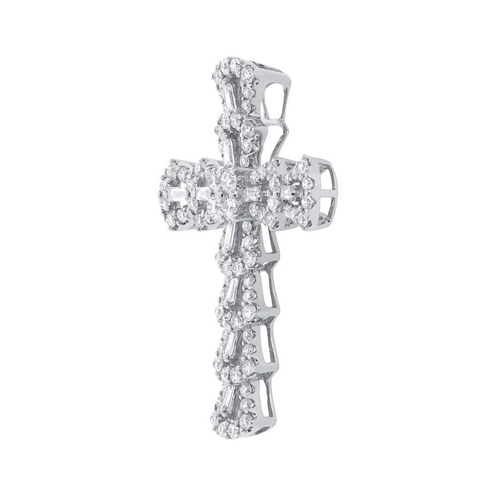 18k White Gold Diamond Cross Pendant - 1.28ct