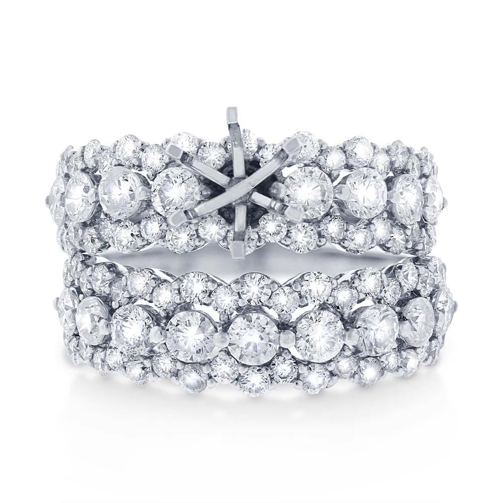 18k White Gold Diamond Semi-mount Ring 2-pc - 2.62ct