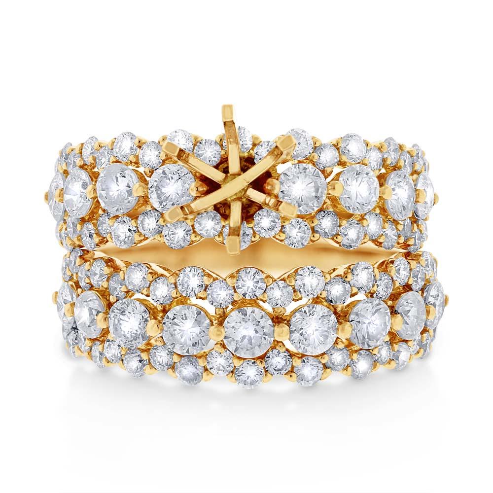 18k Yellow Gold Diamond Semi-mount Ring 2-pc - 2.62ct