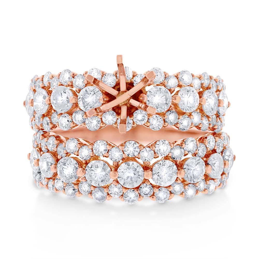 18k Rose Gold Diamond Semi-mount Ring 2-pc - 2.62ct