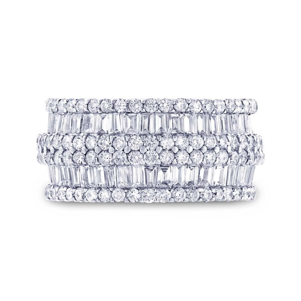18k White Gold Diamond Baguette Eternity Band Size 7 - 4.37ct