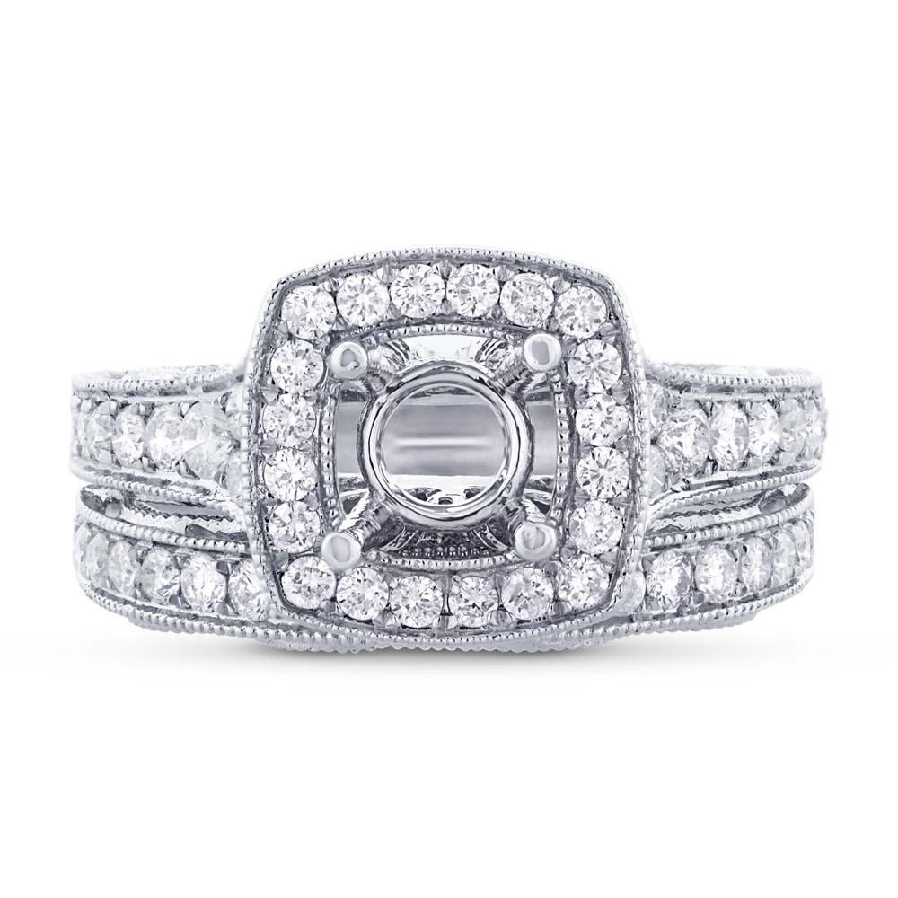 18k White Gold Diamond Semi-mount Ring 2-pc - 0.94ct