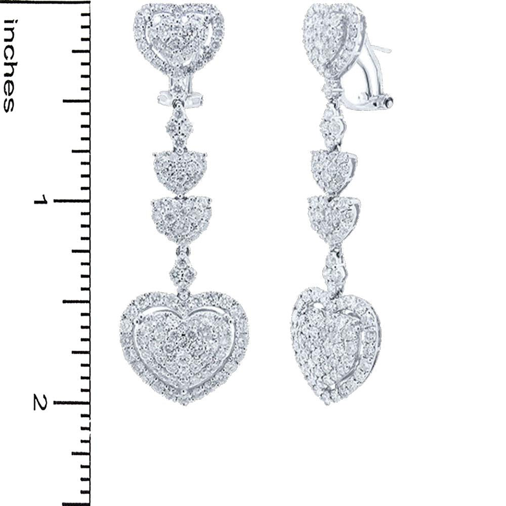 18k White Gold Diamond Heart Earring - 5.08ct