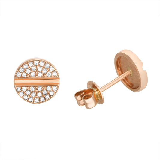 14k Rose Gold Diamond Round Stud Earrings