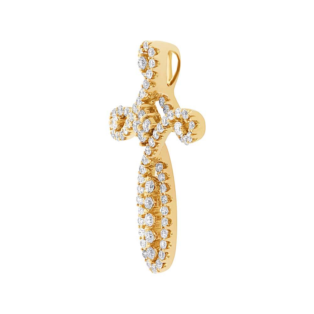 18k Yellow Gold Diamond Cross Pendant - 0.99ct
