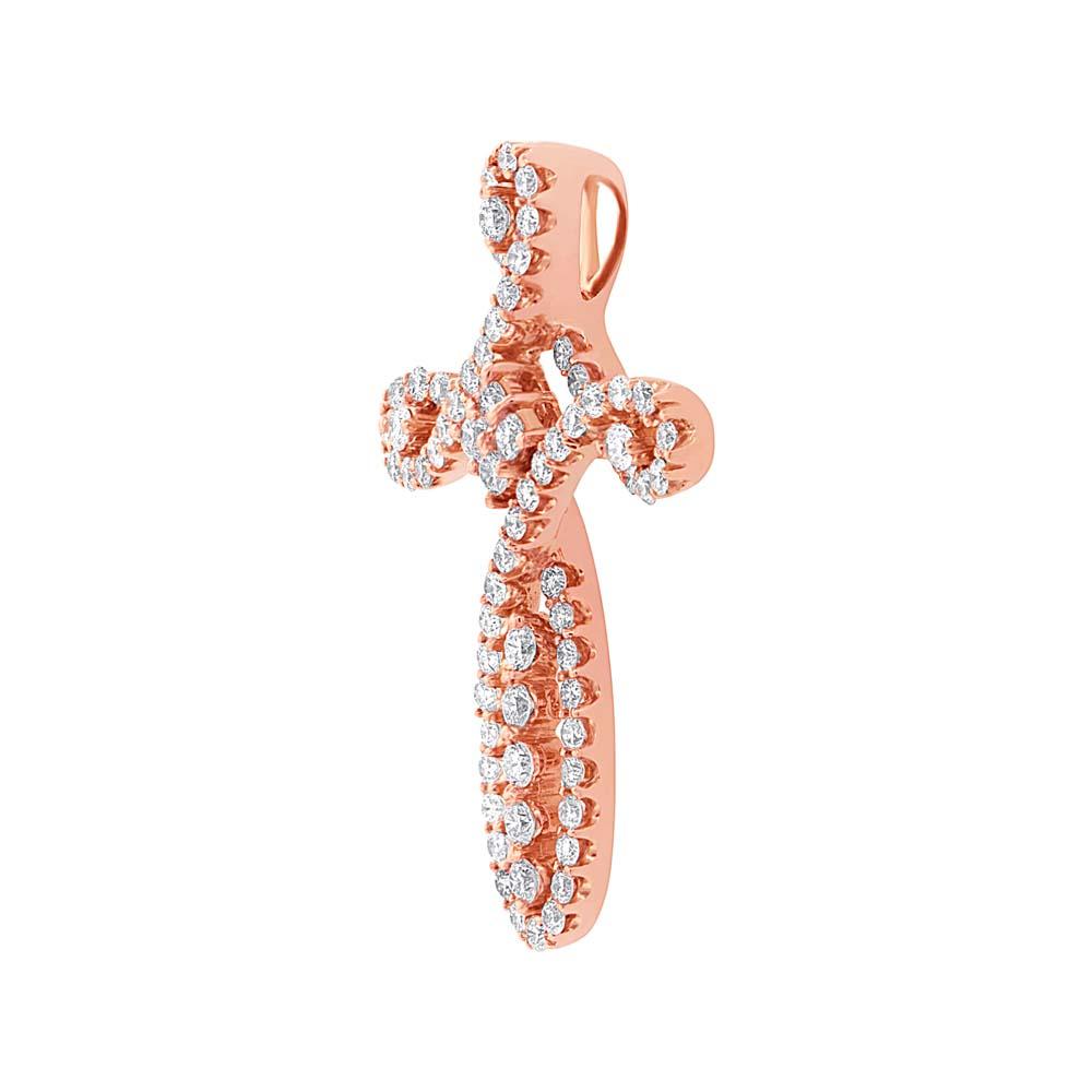 18k Rose Gold Diamond Cross Pendant - 0.99ct