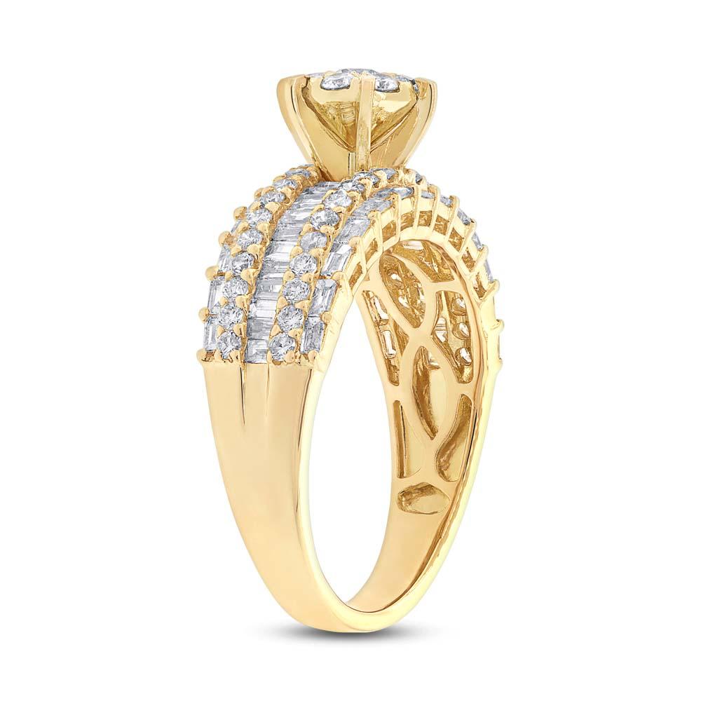 18k Yellow Gold Diamond Cluster Ring - 1.44ct