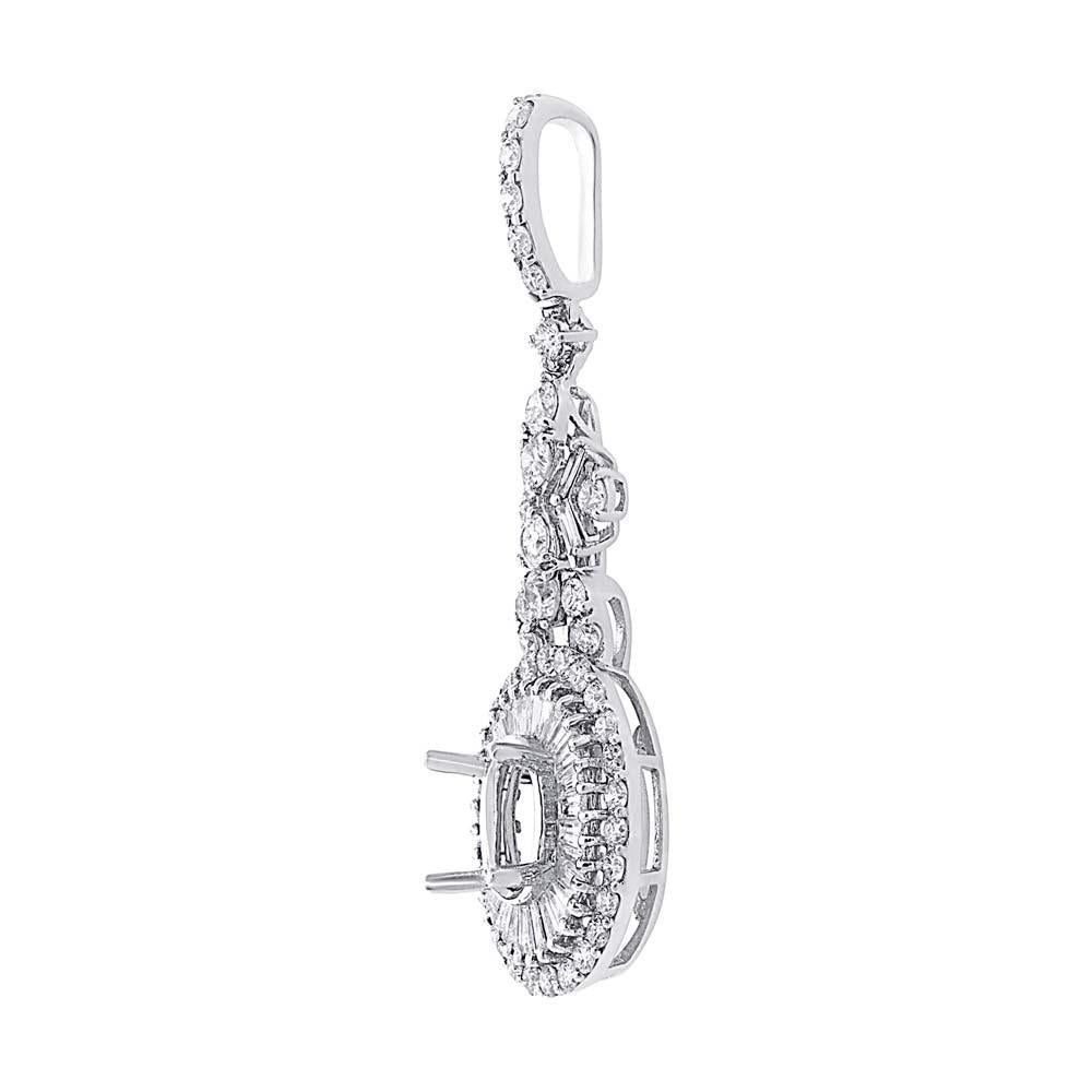 18k White Gold Diamond Semi-mount Pendant - 1.41ct