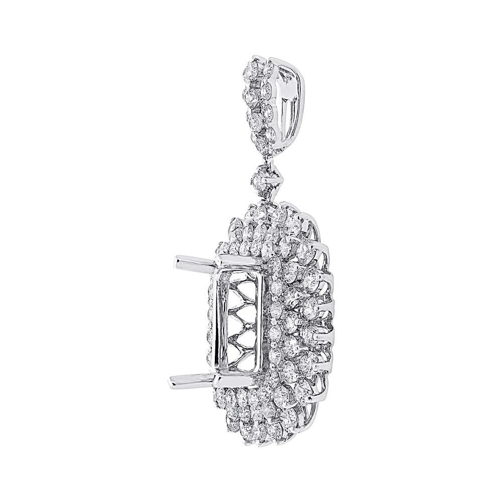 18k White Gold Diamond Semi-mount Pendant - 3.12ct
