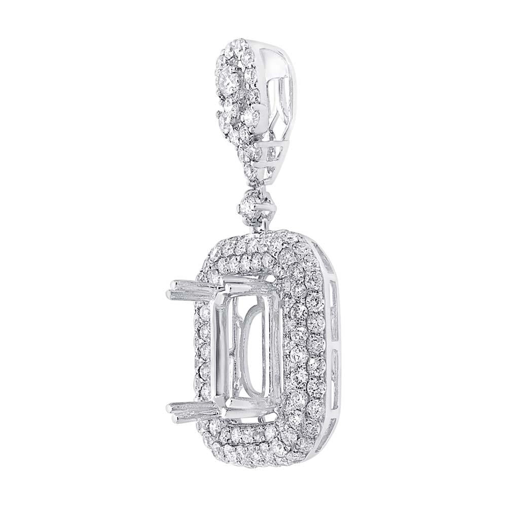 18k White Gold Diamond Semi-mount Pendant - 1.83ct