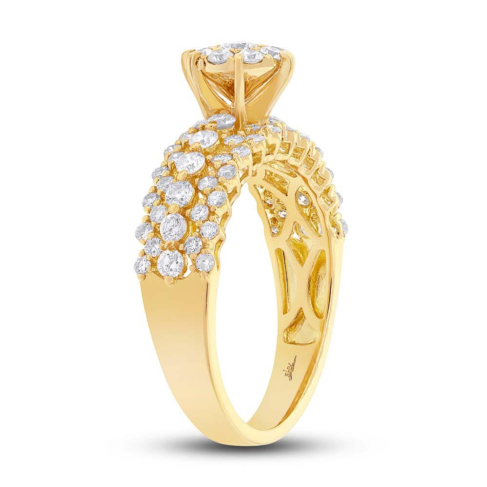 18k Yellow Gold Diamond Cluster Lady's Ring - 1.21ct