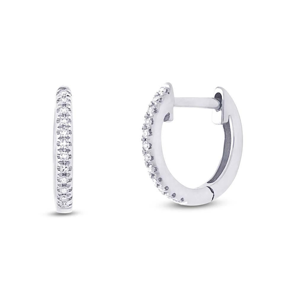 14k White Gold Diamond Huggie Earring