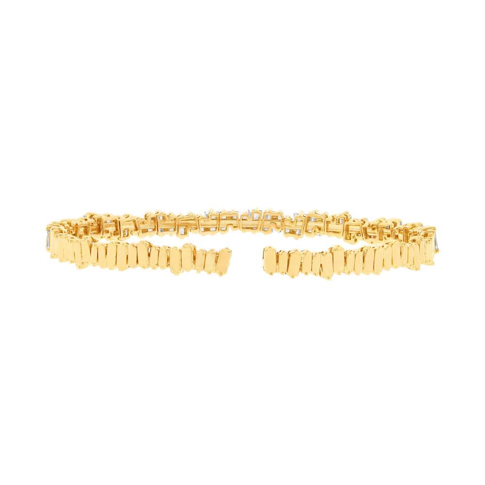 14k Yellow Gold Diamond Baguette Bangle - 2.78ct
