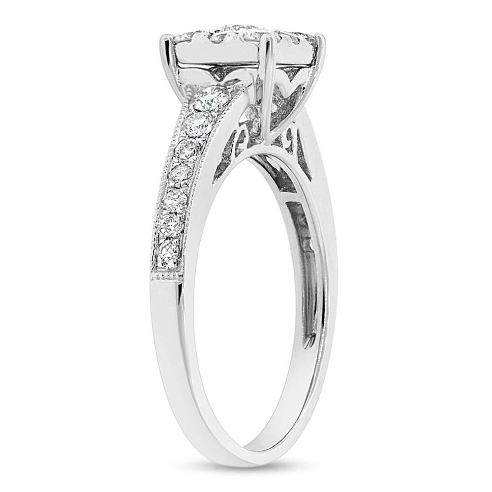 18k White Gold Diamond Cluster Ring - 0.93ct