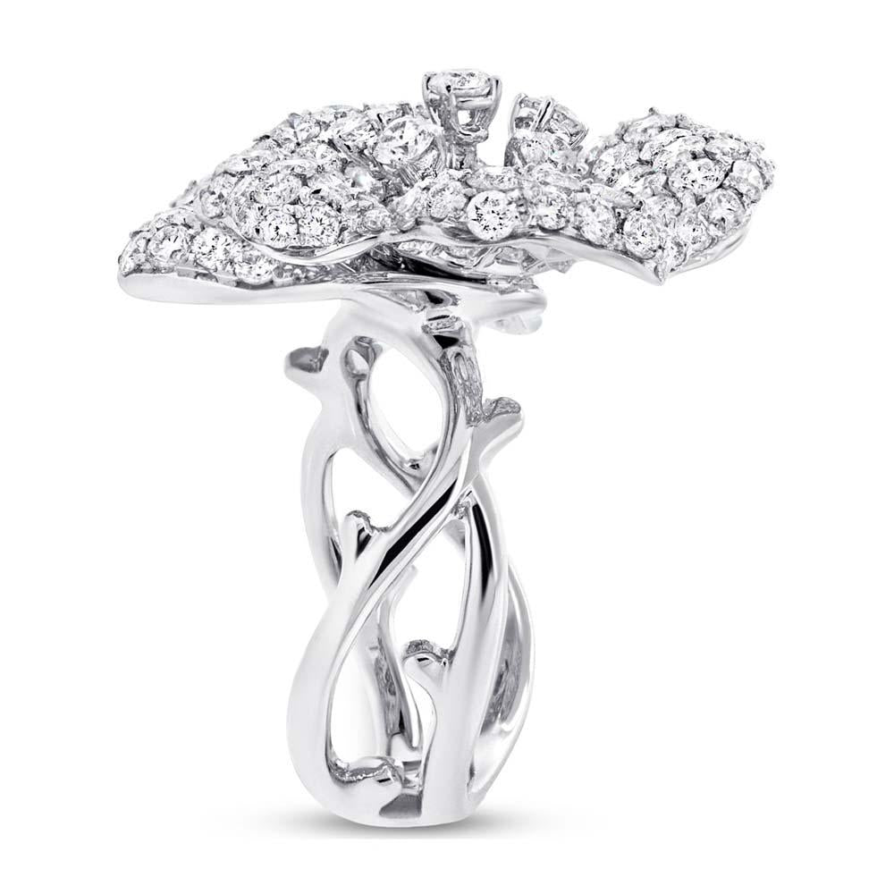 18k White Gold Diamond Flower Ring - 5.05ct